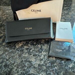 NEW CELINE BLACK AUTHENTIC SUNGLASSES EYEGLASSES CASE With Box Papers Cover